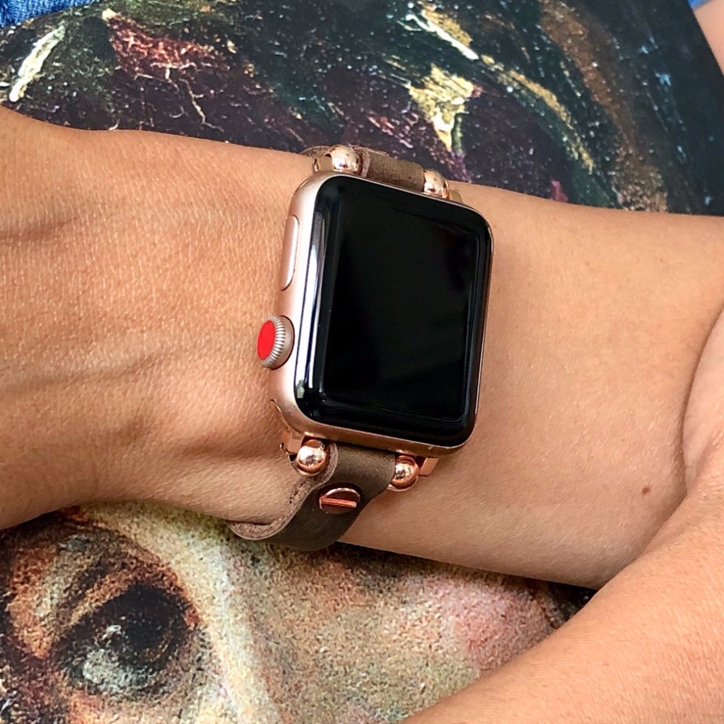 Vintage Brown Rosegold Iwatch Leather Wristband
